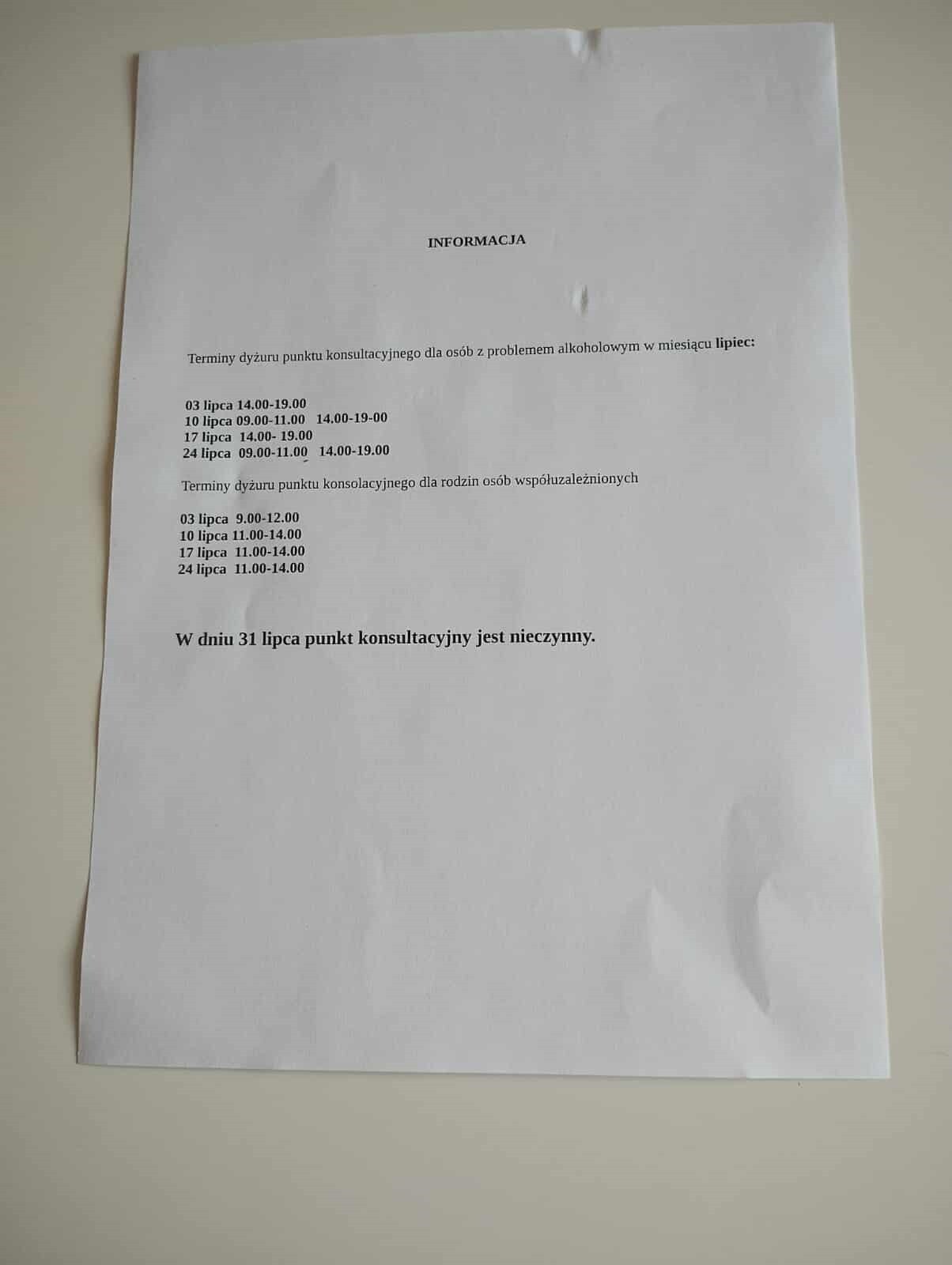 grafik lipiec rodzinny punkt konsultacyjny